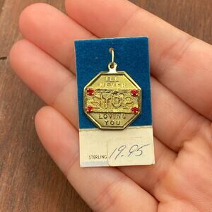 Vintage 925 Sterling Silver "I'll Never Stop Loving You" Pendant Bracelet Charm